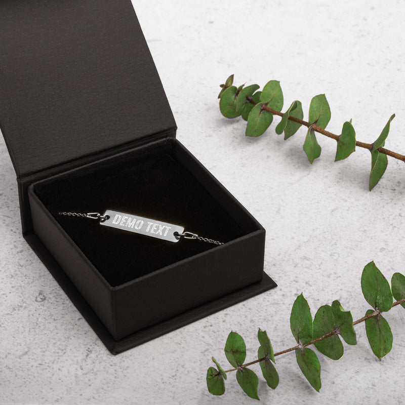Custom Engraved Silver Bar Chain Bracelet