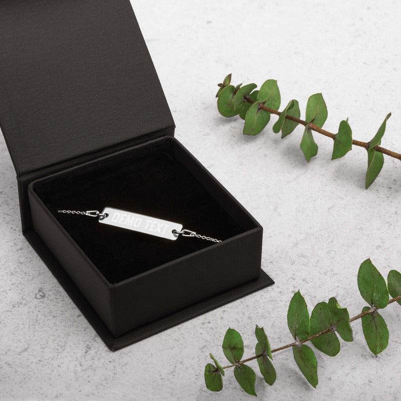 Custom Engraved Silver Bar Chain Bracelet