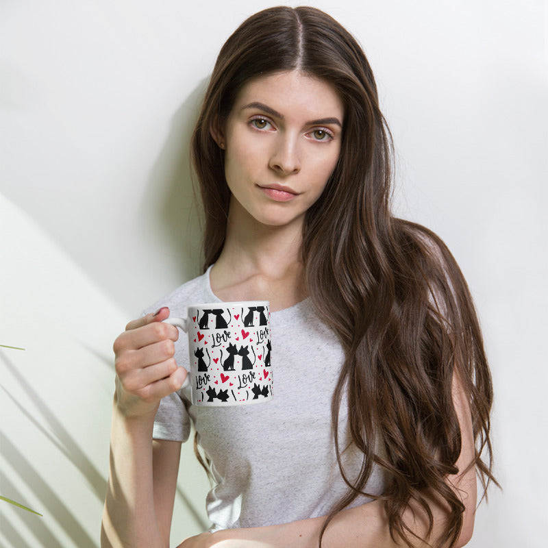 Romantic Cats White Glossy Mug