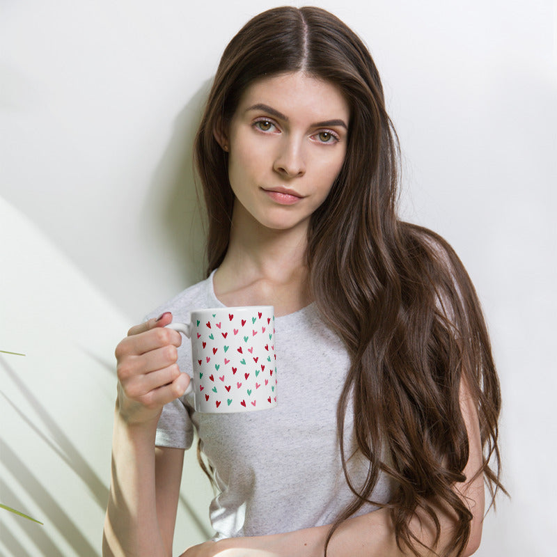 Valentine's Doodled Heart White Glossy Mug