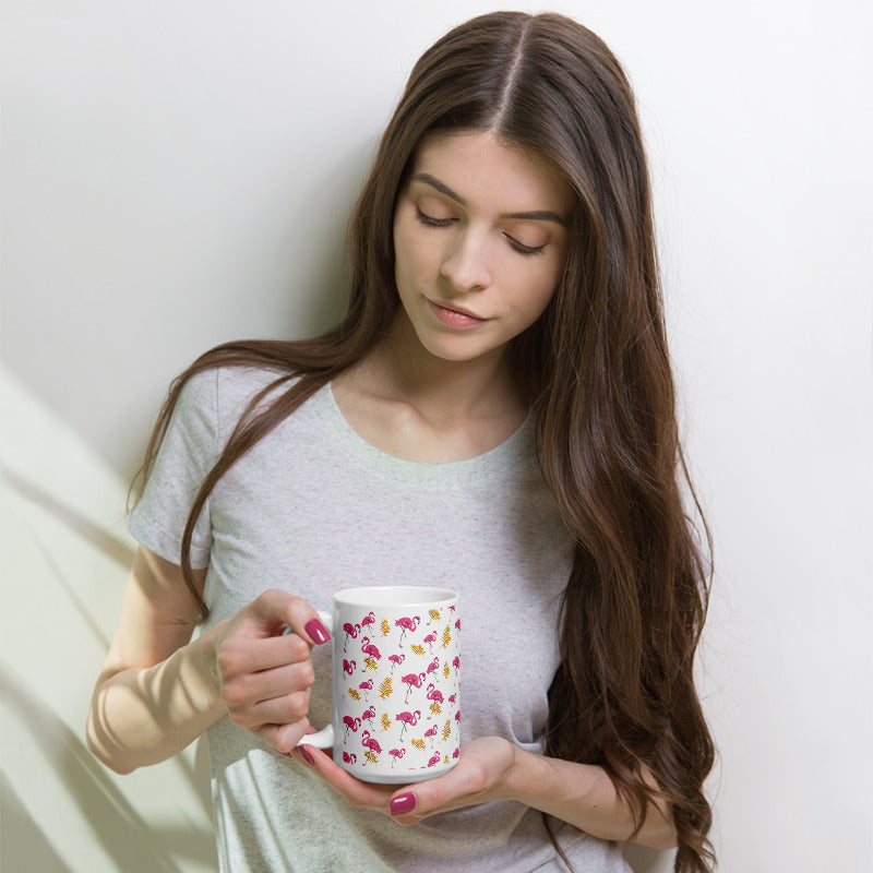 Flamingo White Glossy Mug
