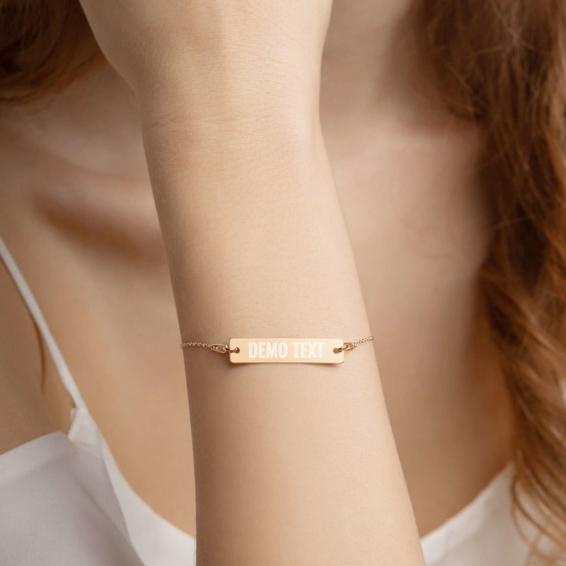 Custom Engraved Silver Bar Chain Bracelet