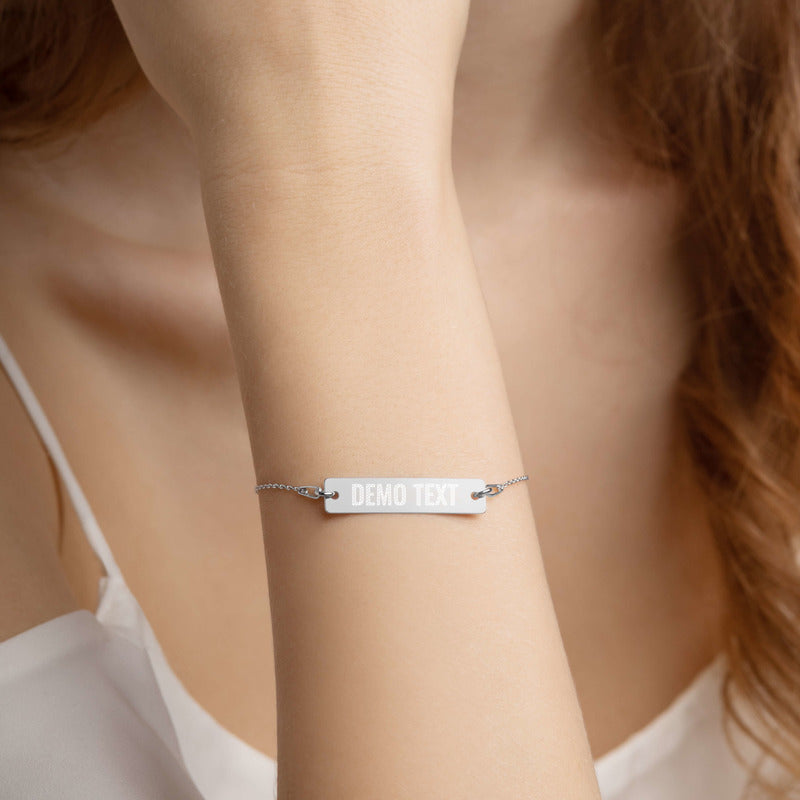 Custom Engraved Silver Bar Chain Bracelet