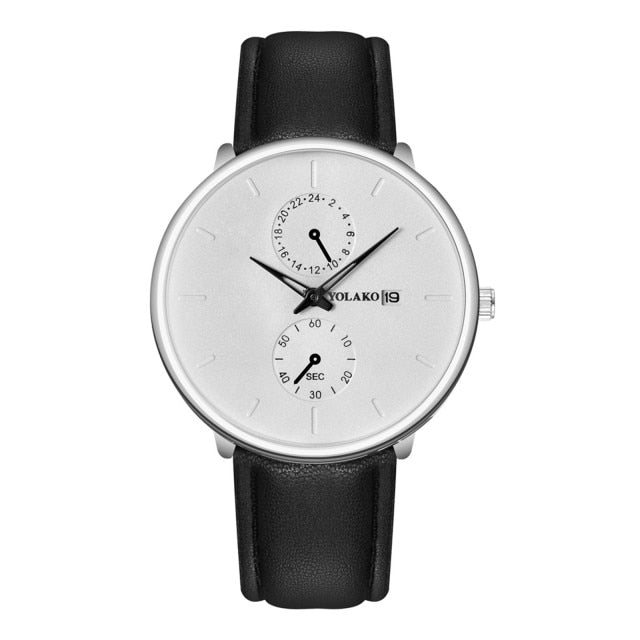 Men's Black Wrist Watch For Business Man Casual Leather Belt Wrist Watch Clocks Relogio Masculino Reloj Montre Hombre Homme