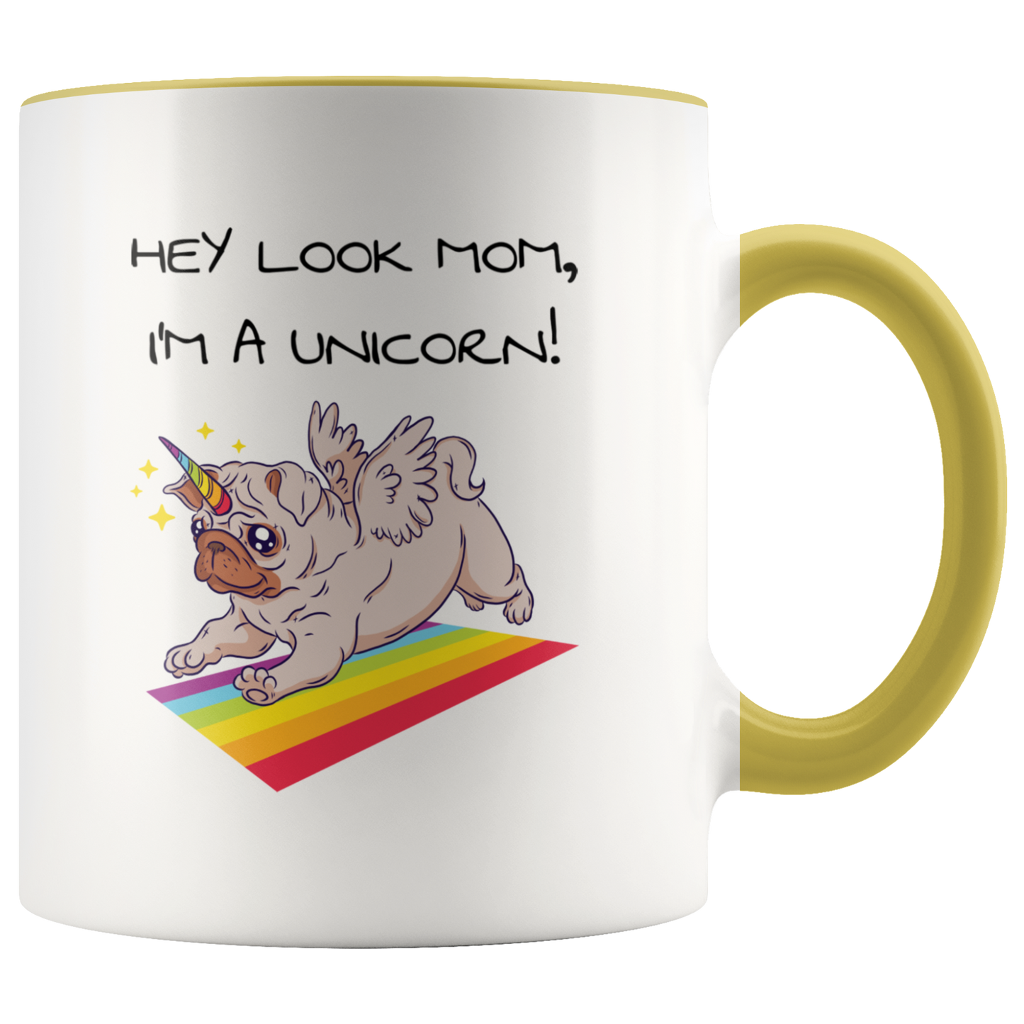 Pug Unicorn Accent Mug