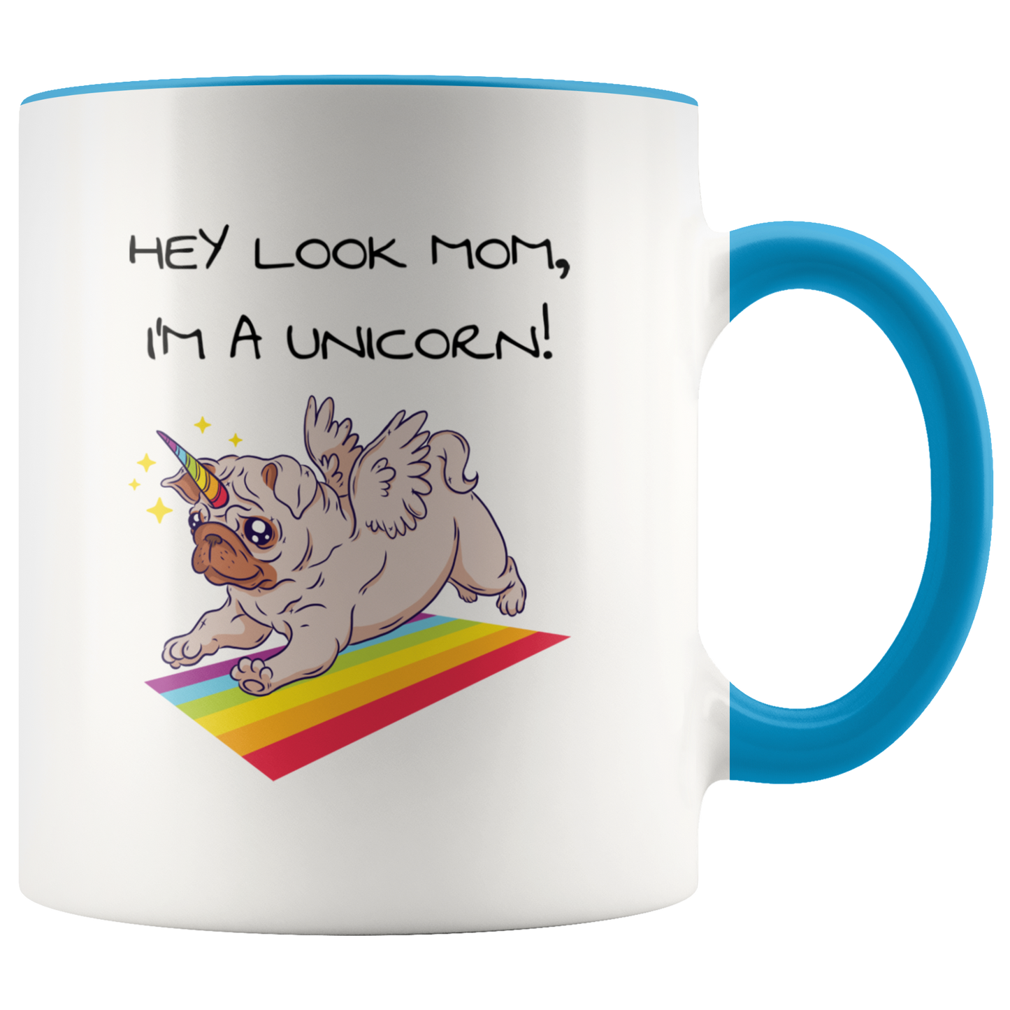 Pug Unicorn Accent Mug