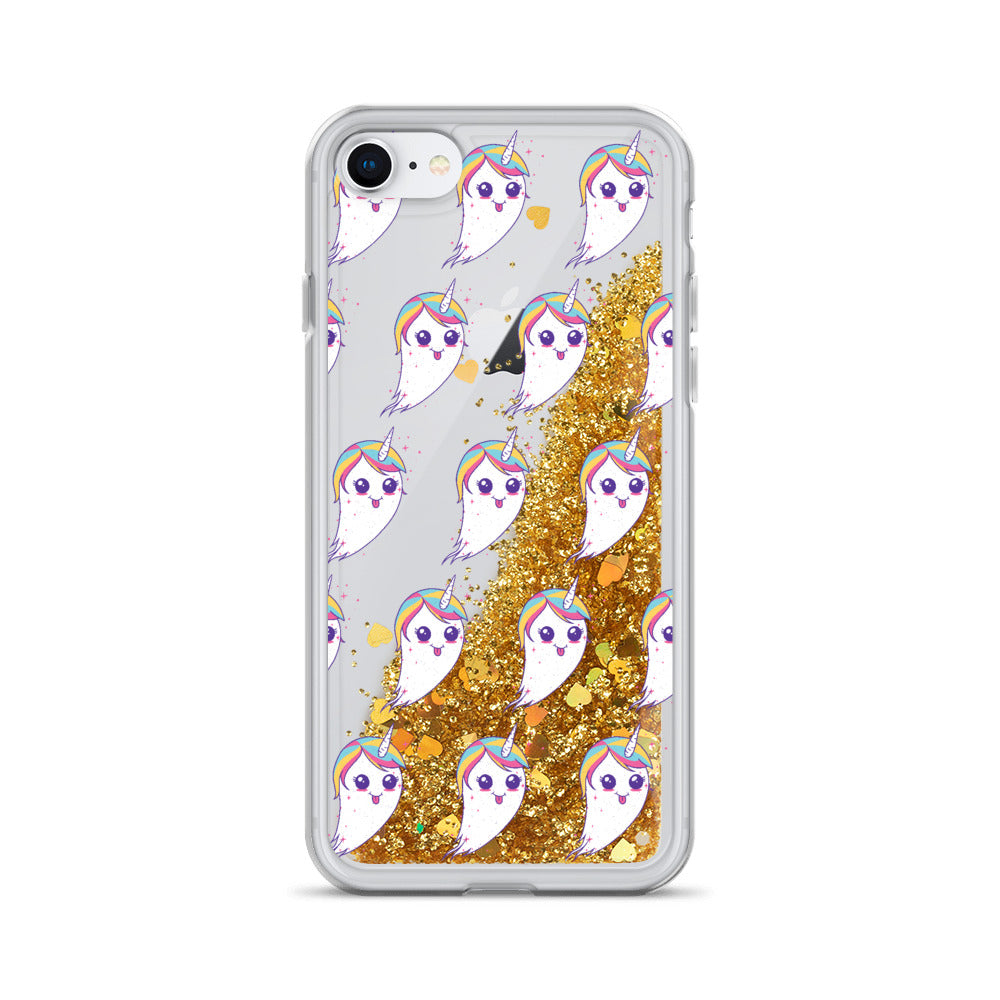 Unicorn Ghost Liquid Glitter Phone Case