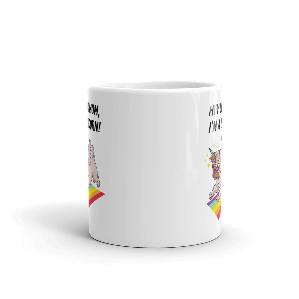 Pug Unicorn White Glossy Mug