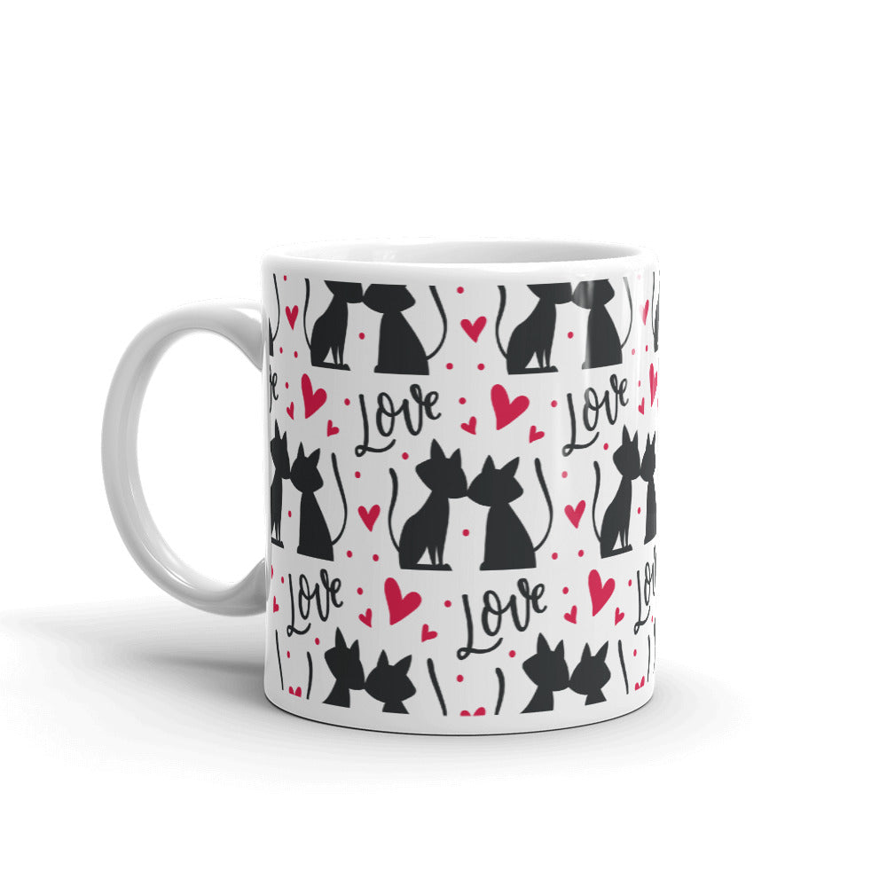 Romantic Cats White Glossy Mug