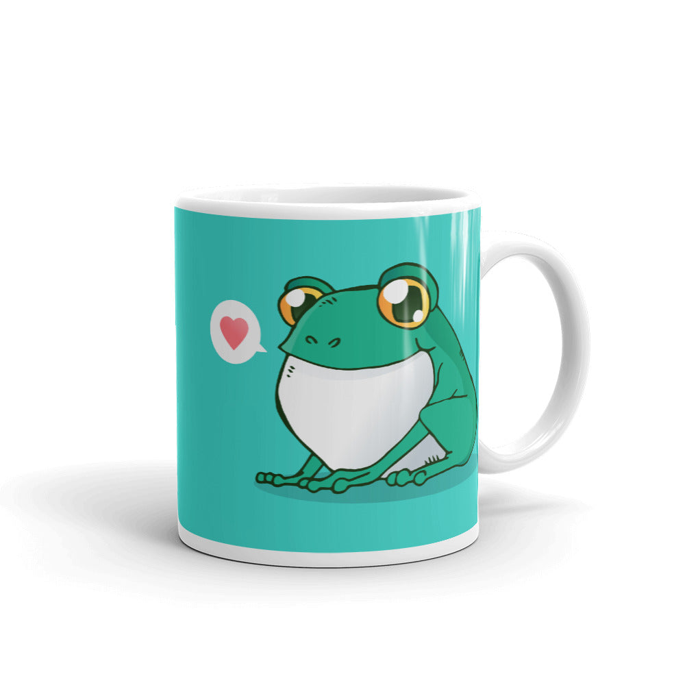 Cute Cartoon Frog White Glossy Mug