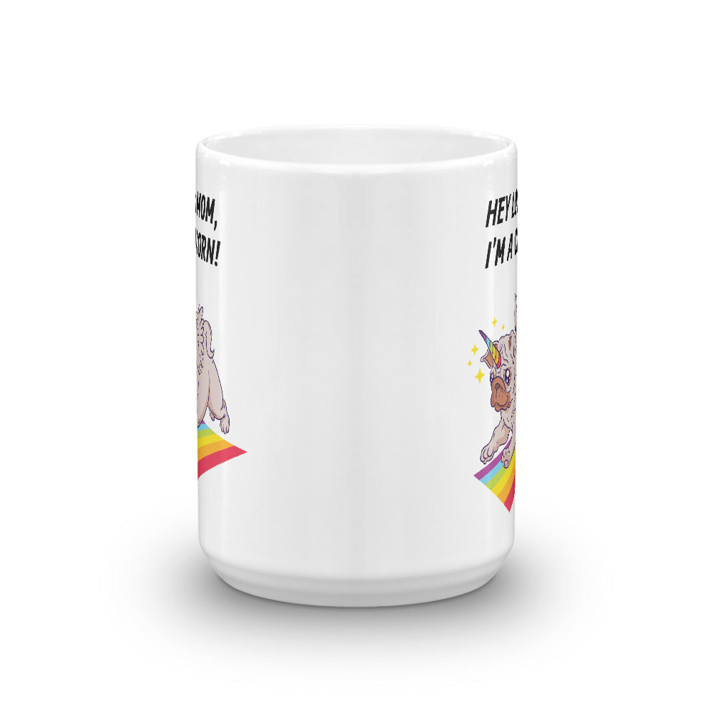 Pug Unicorn White Glossy Mug