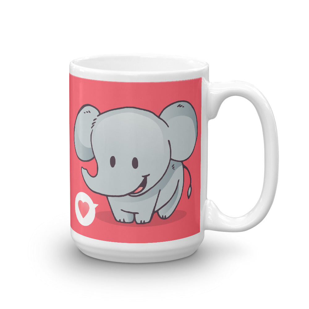 Cute Cartoon Elephant White Glossy Mug