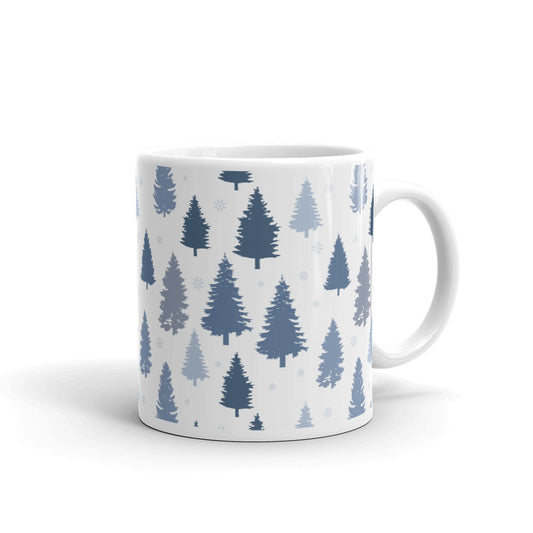 Pines and Snowflakes White Glossy Mug