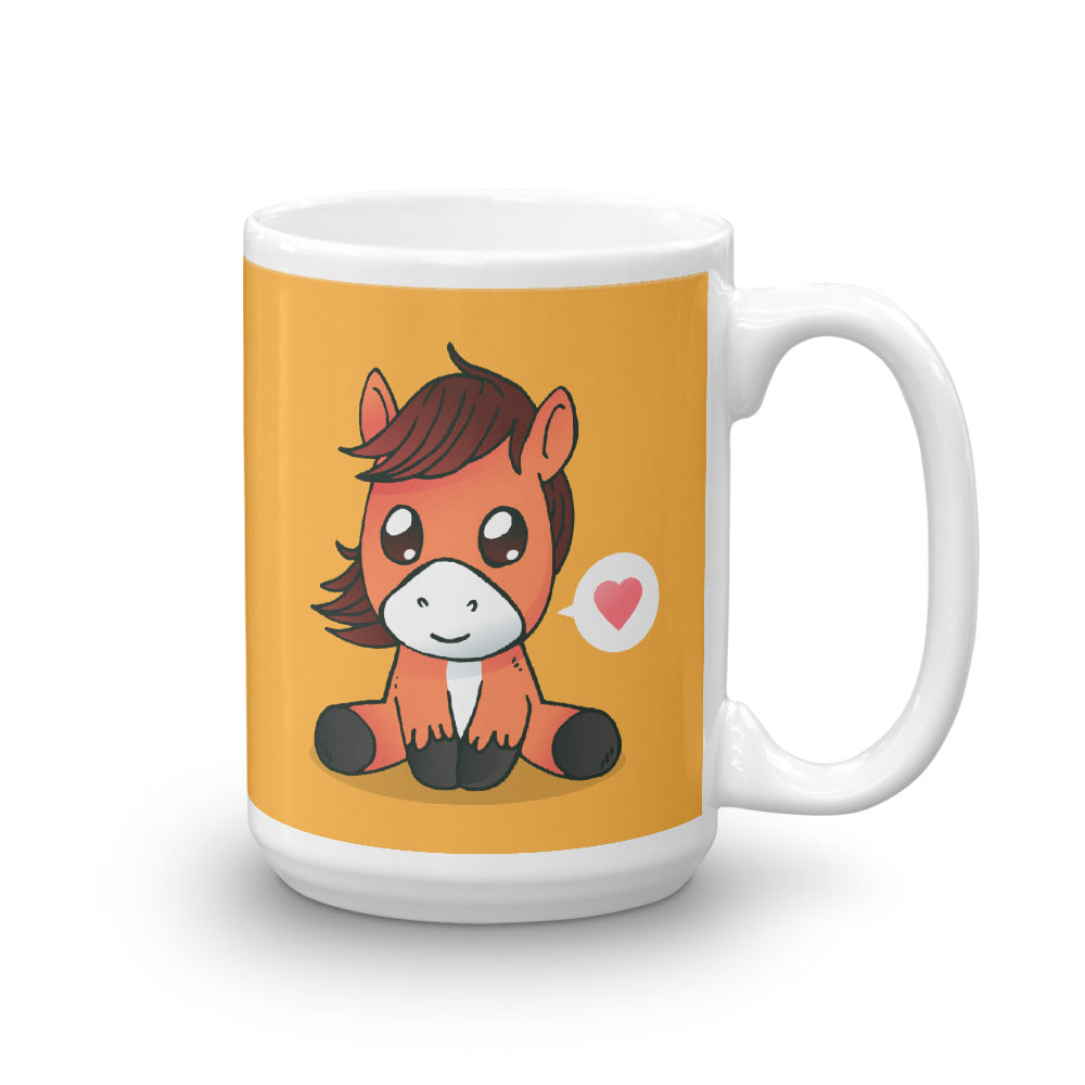 Cute Cartoon Horse White Gllossy Mug