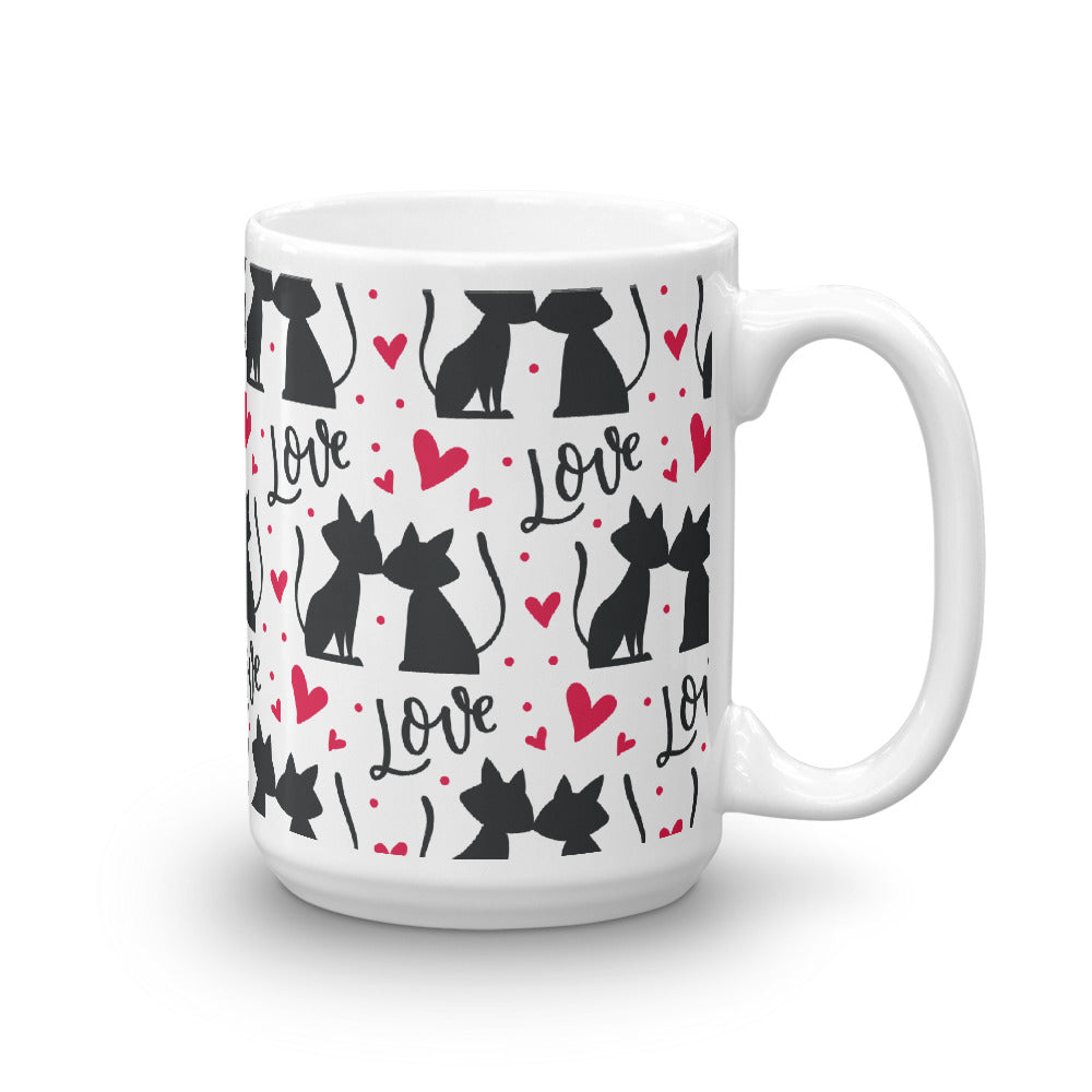 Romantic Cats White Glossy Mug