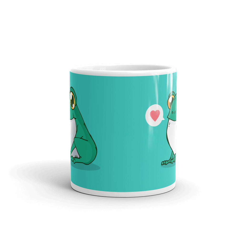 Cute Cartoon Frog White Glossy Mug