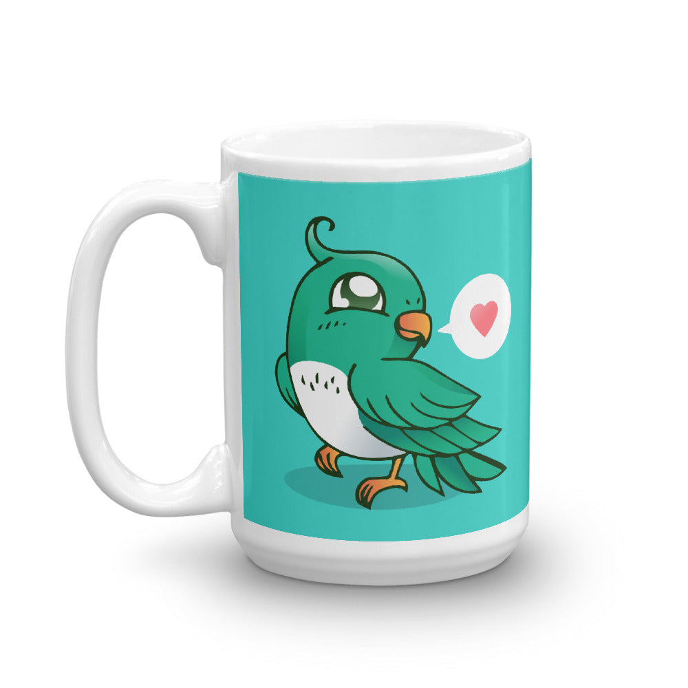 Cute Cartoon Bird White Glossy Mug