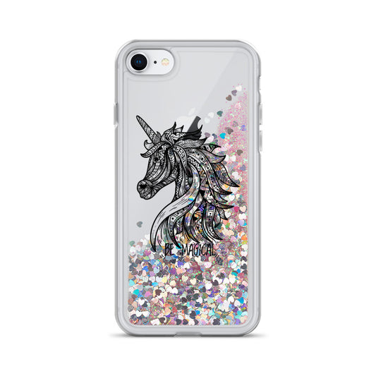 Unicorn Mandala Liquid Glitter Phone Case