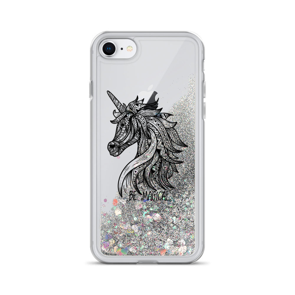 Unicorn Mandala Liquid Glitter Phone Case