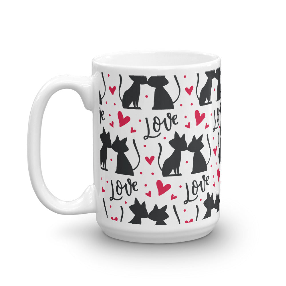 Romantic Cats White Glossy Mug