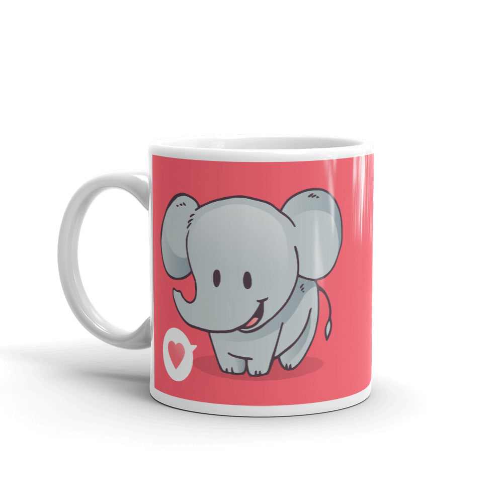 Cute Cartoon Elephant White Glossy Mug