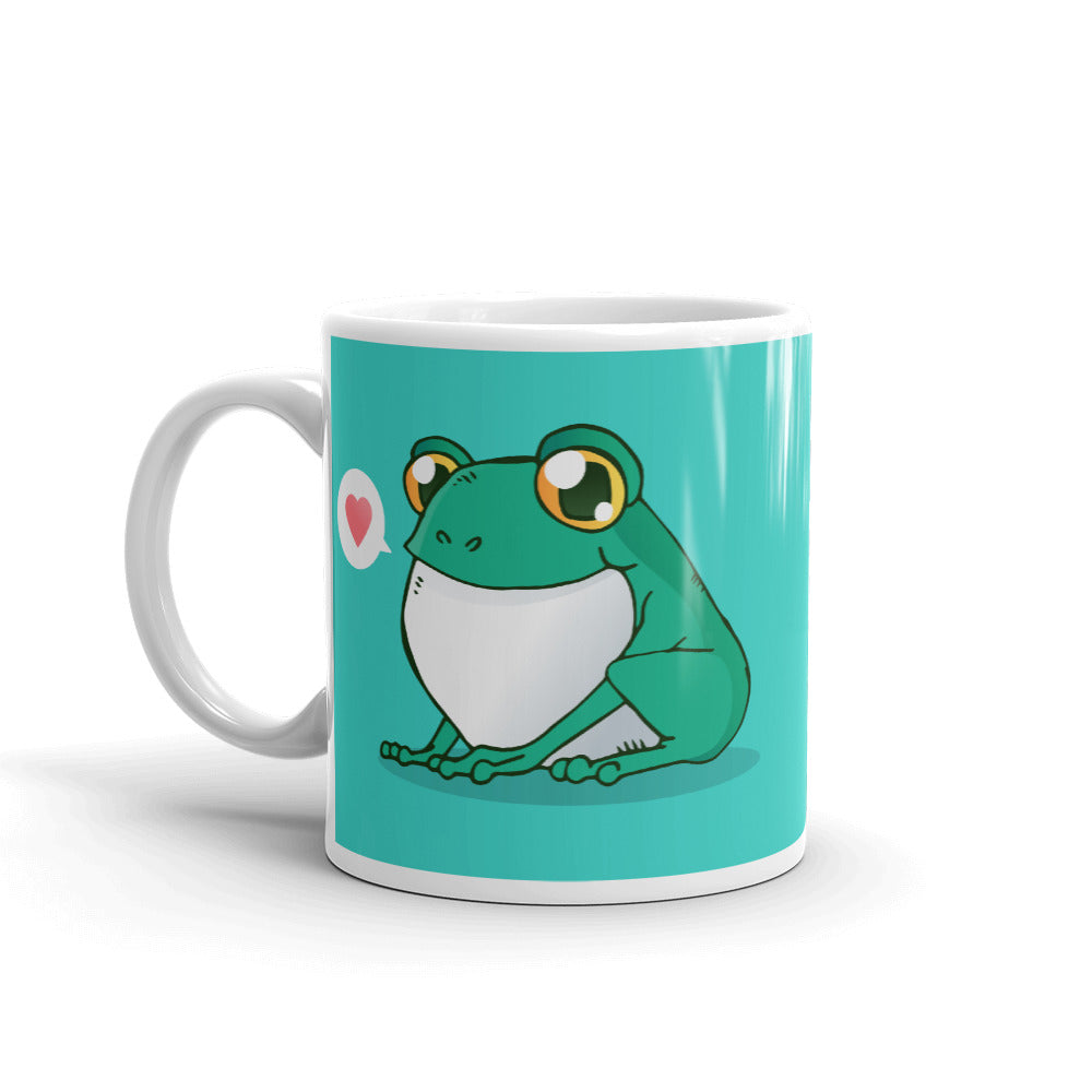 Cute Cartoon Frog White Glossy Mug