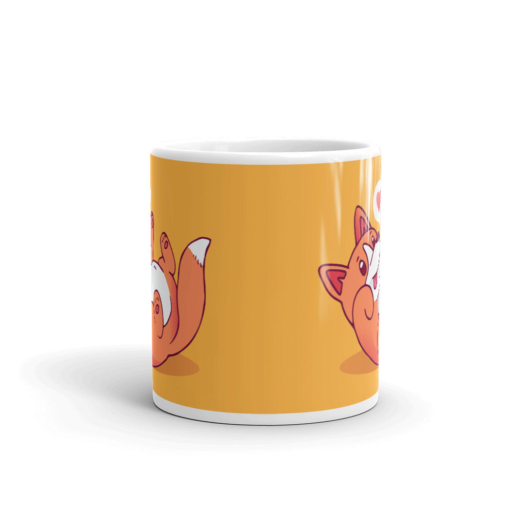 Cute Cartoon Puppy White Glossy Mug