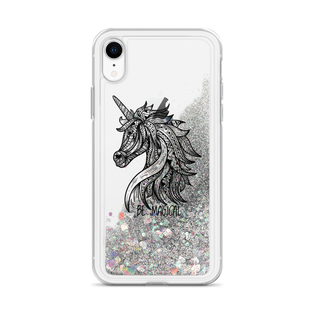 Unicorn Mandala Liquid Glitter Phone Case