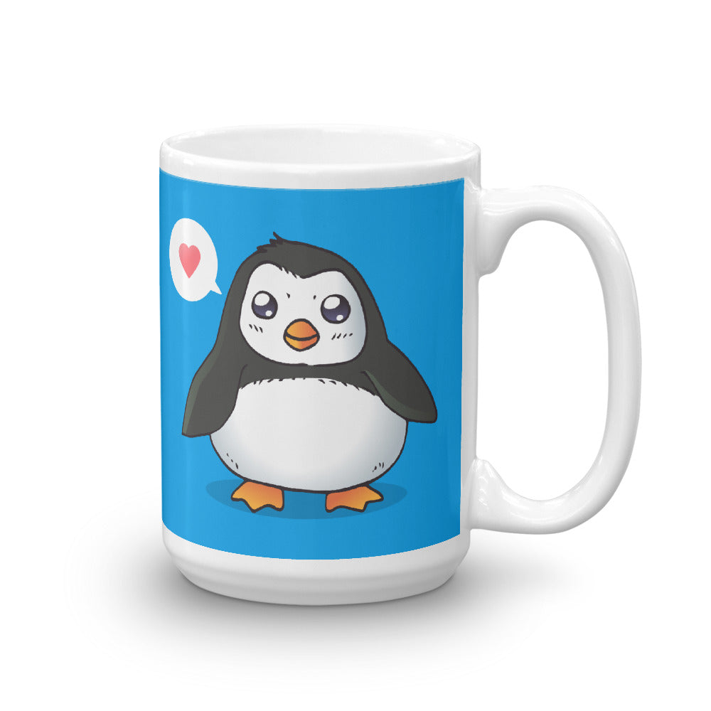 Cute Cartoon Pinguin White Glossy Mug