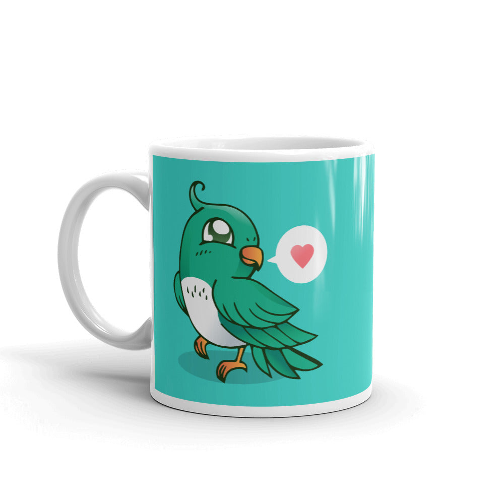 Cute Cartoon Bird White Glossy Mug