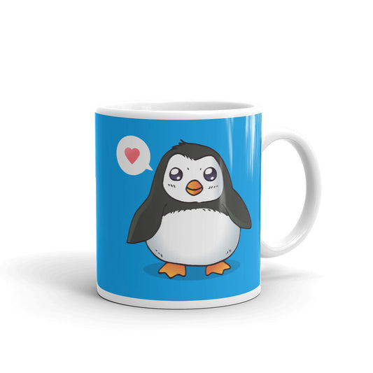 Cute Cartoon Pinguin White Glossy Mug