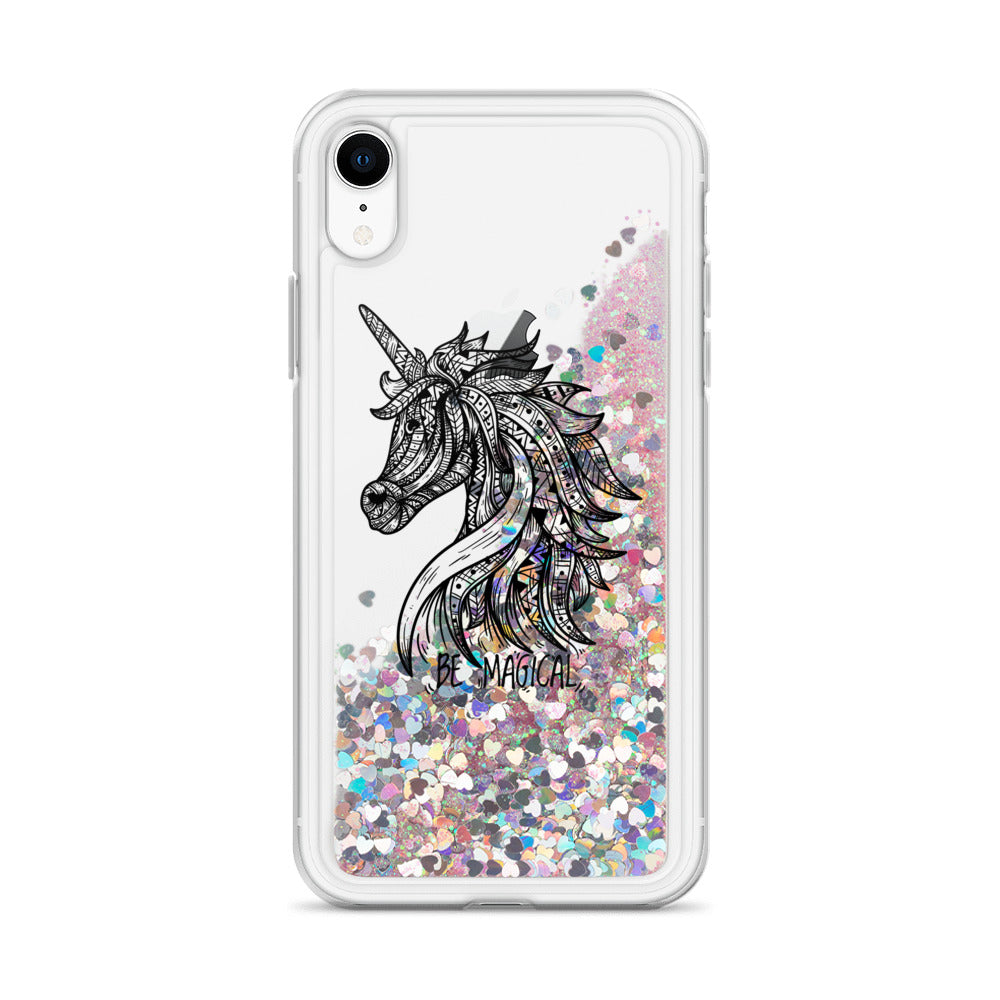 Unicorn Mandala Liquid Glitter Phone Case