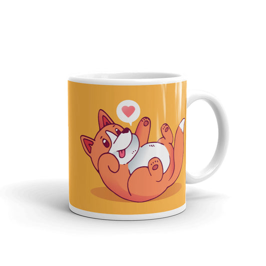 Cute Cartoon Puppy White Glossy Mug