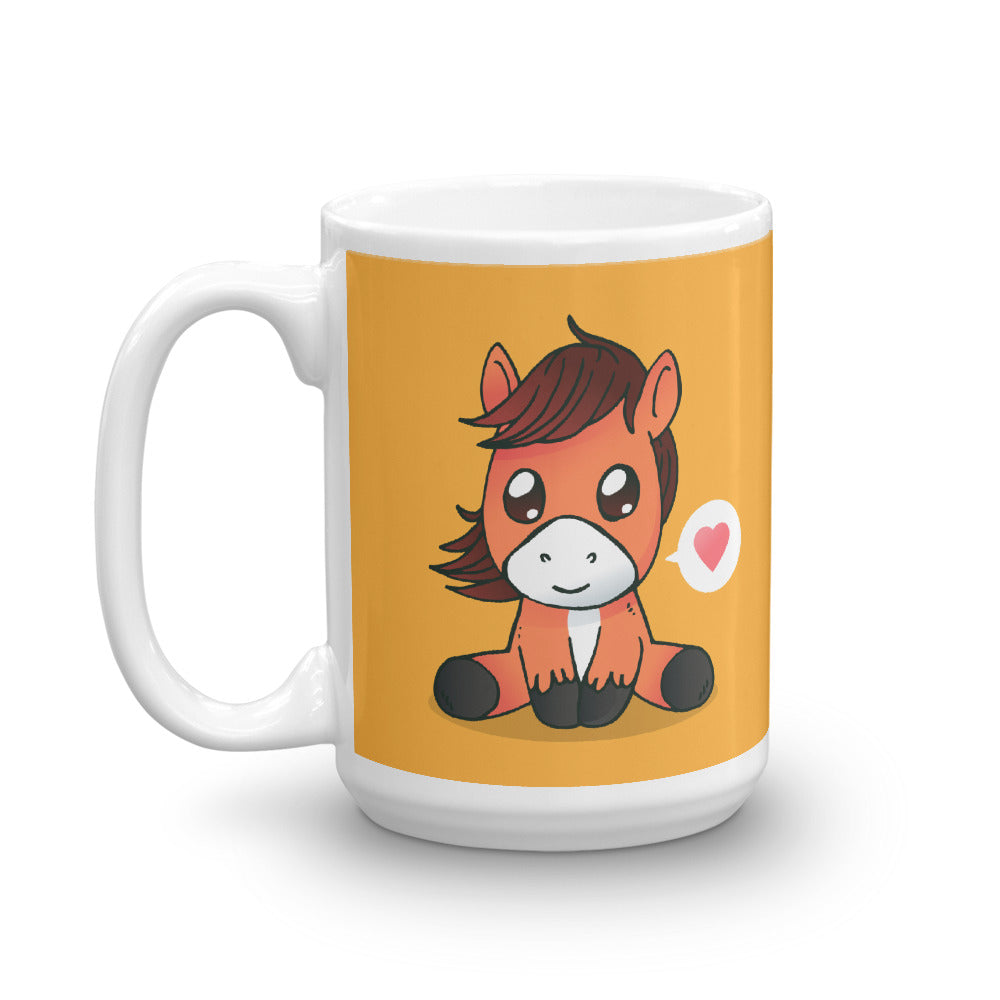 Cute Cartoon Horse White Gllossy Mug