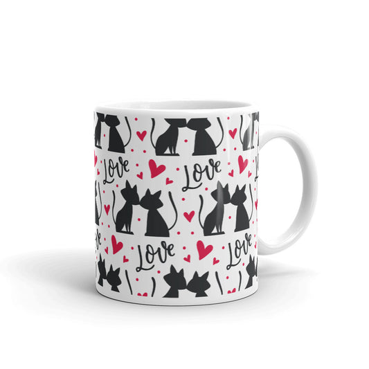 Romantic Cats White Glossy Mug