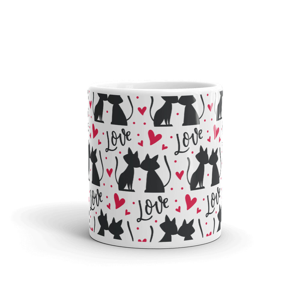 Romantic Cats White Glossy Mug