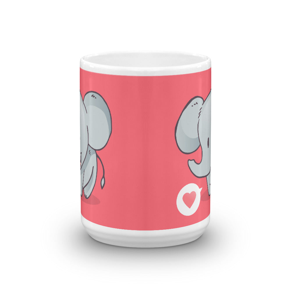 Cute Cartoon Elephant White Glossy Mug