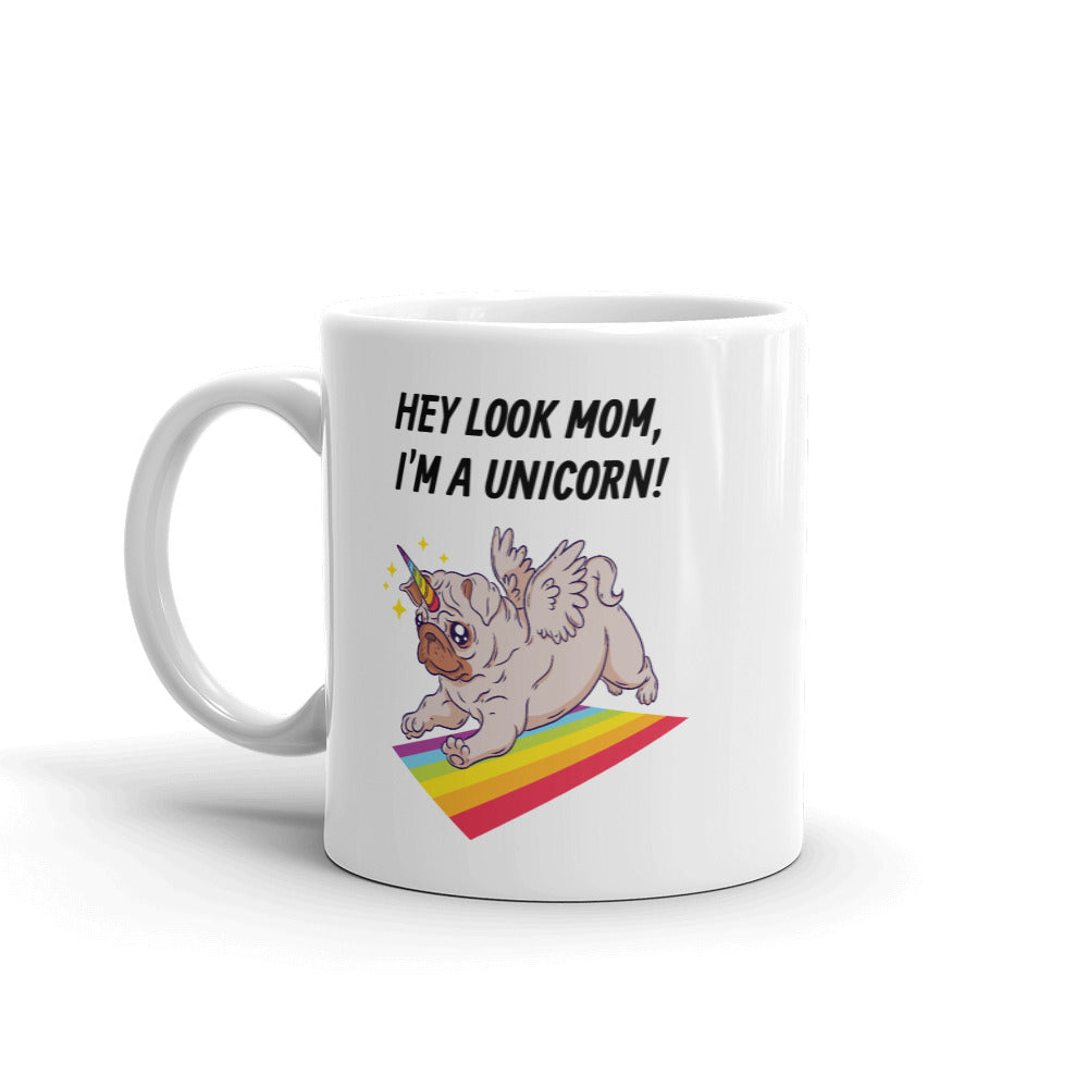 Pug Unicorn White Glossy Mug