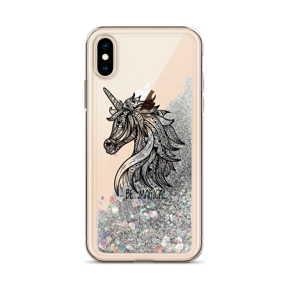 Unicorn Mandala Liquid Glitter Phone Case