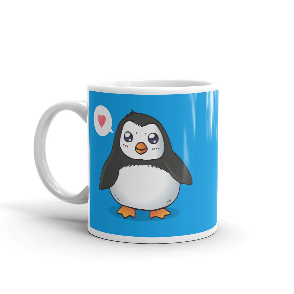 Cute Cartoon Pinguin White Glossy Mug