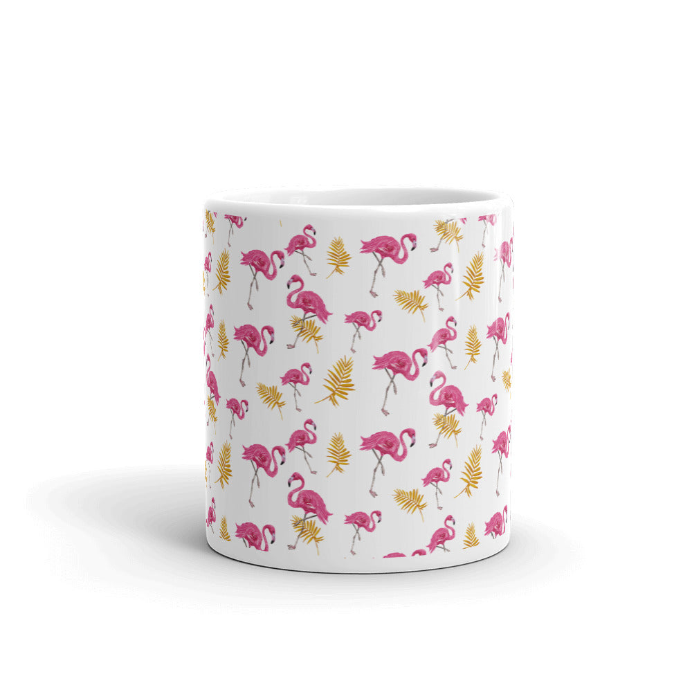 Flamingo White Glossy Mug