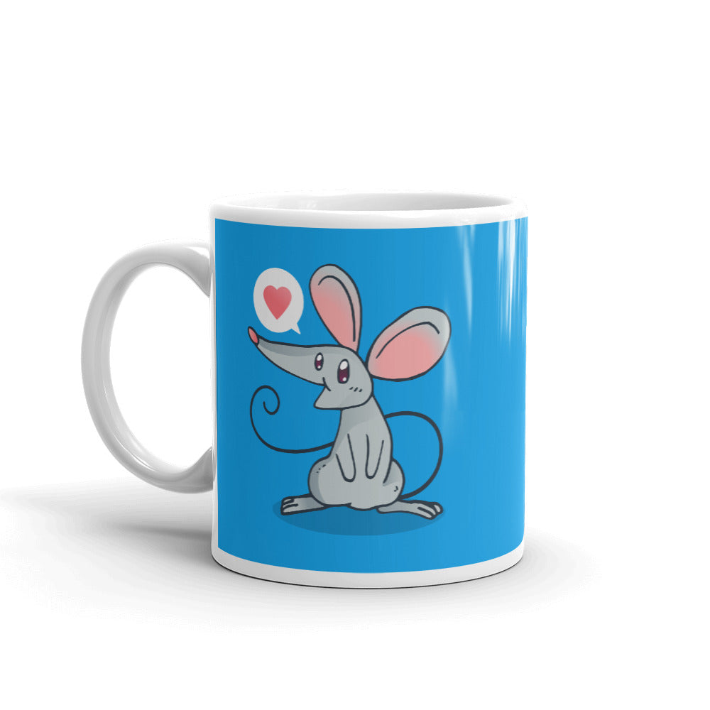 Cute Cartoon Mouse White Glossy Mug