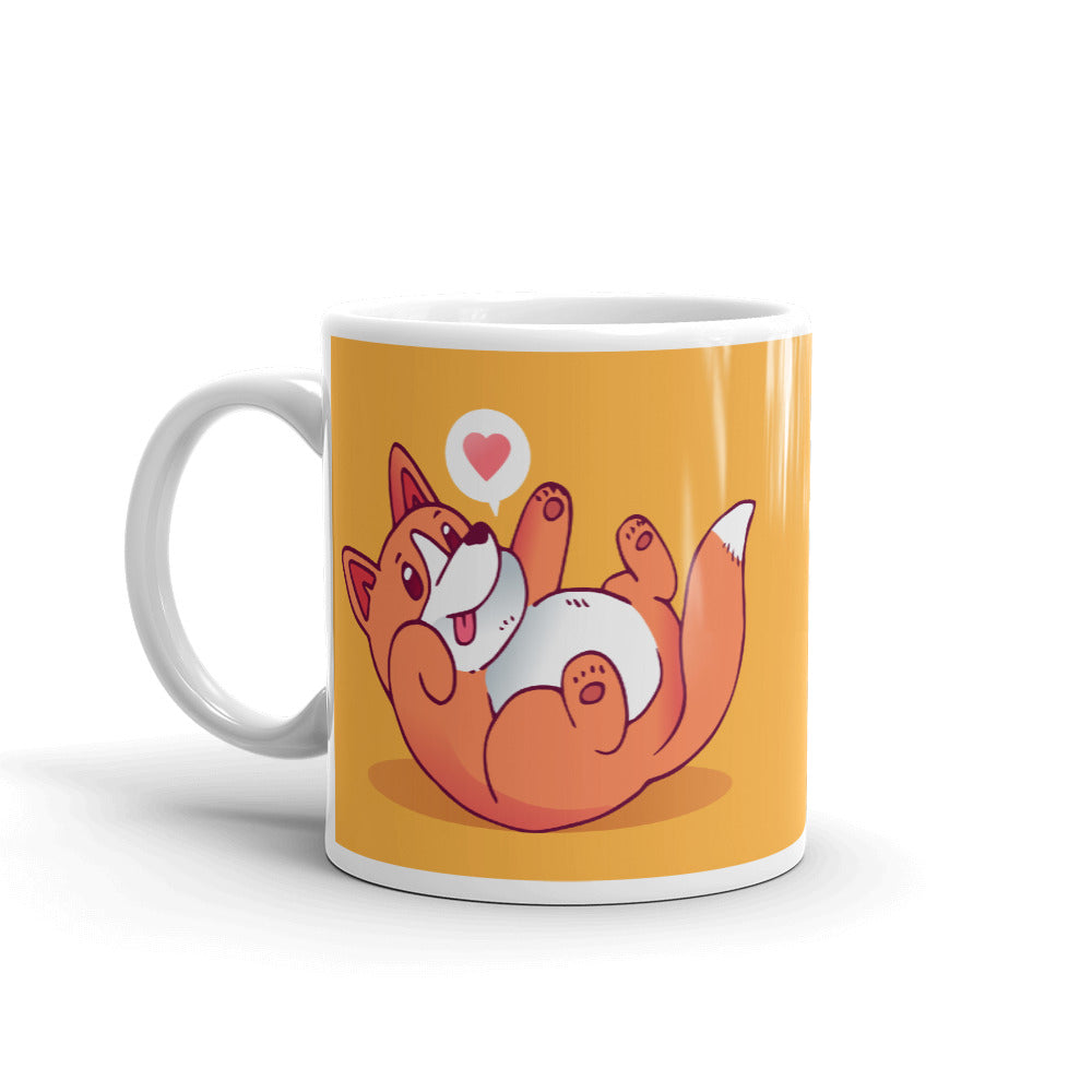 Cute Cartoon Puppy White Glossy Mug