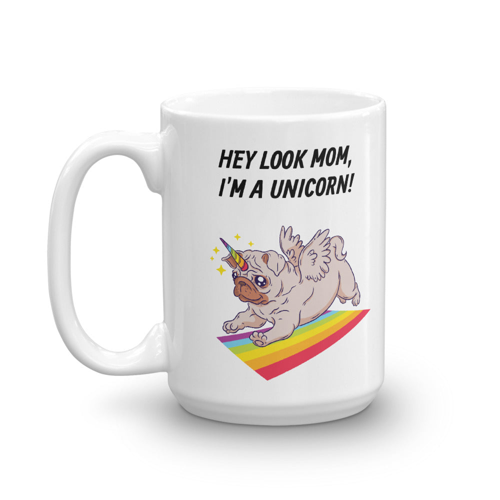 Pug Unicorn White Glossy Mug