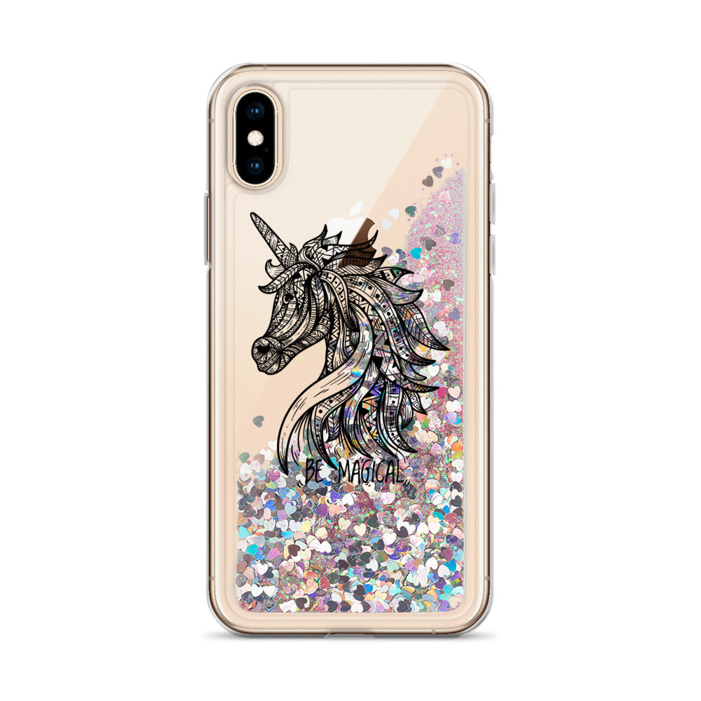 Unicorn Mandala Liquid Glitter Phone Case