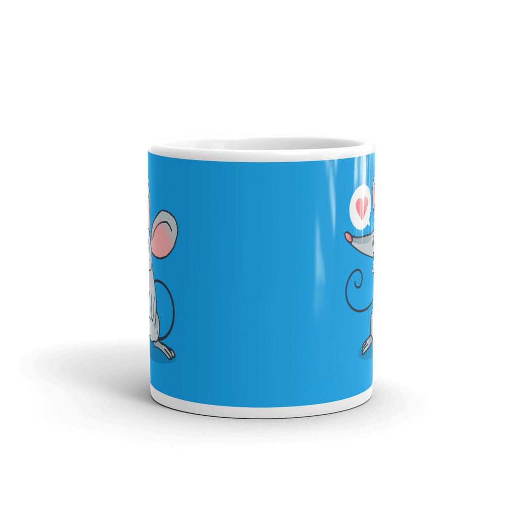 Cute Cartoon Mouse White Glossy Mug