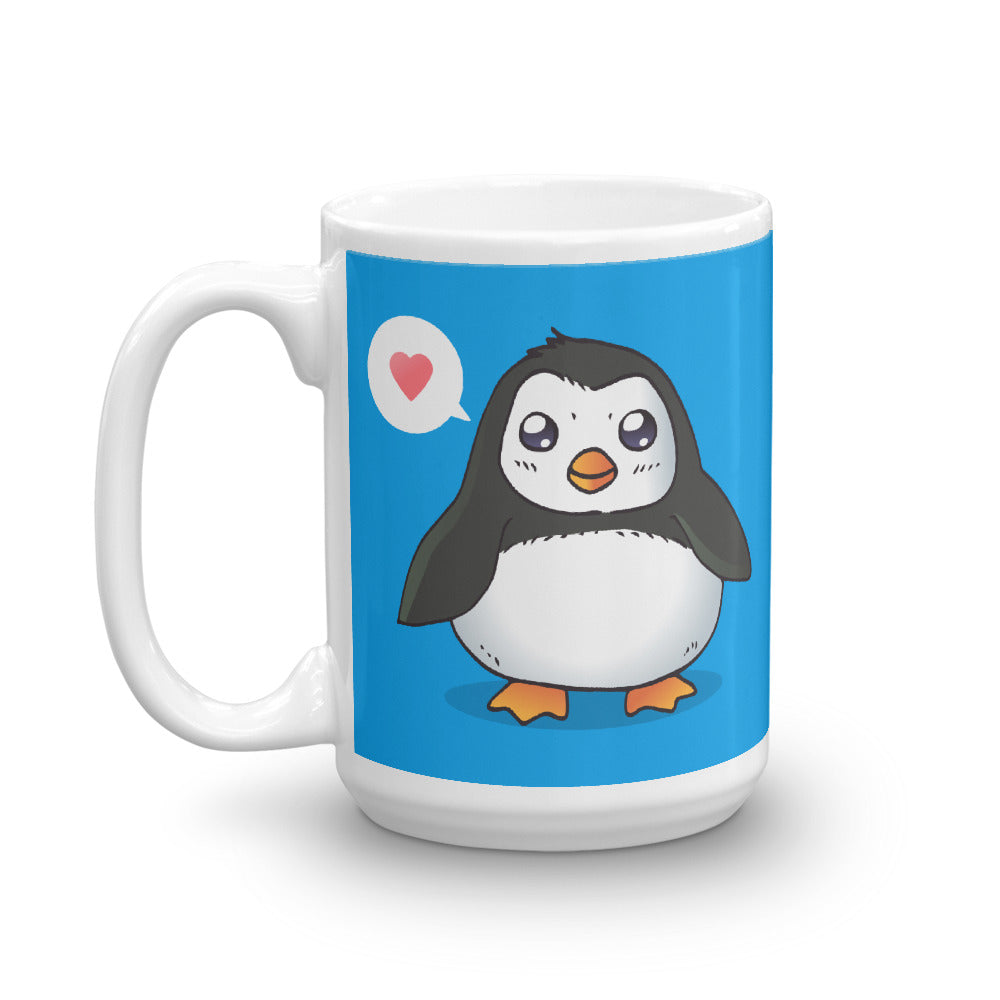 Cute Cartoon Pinguin White Glossy Mug