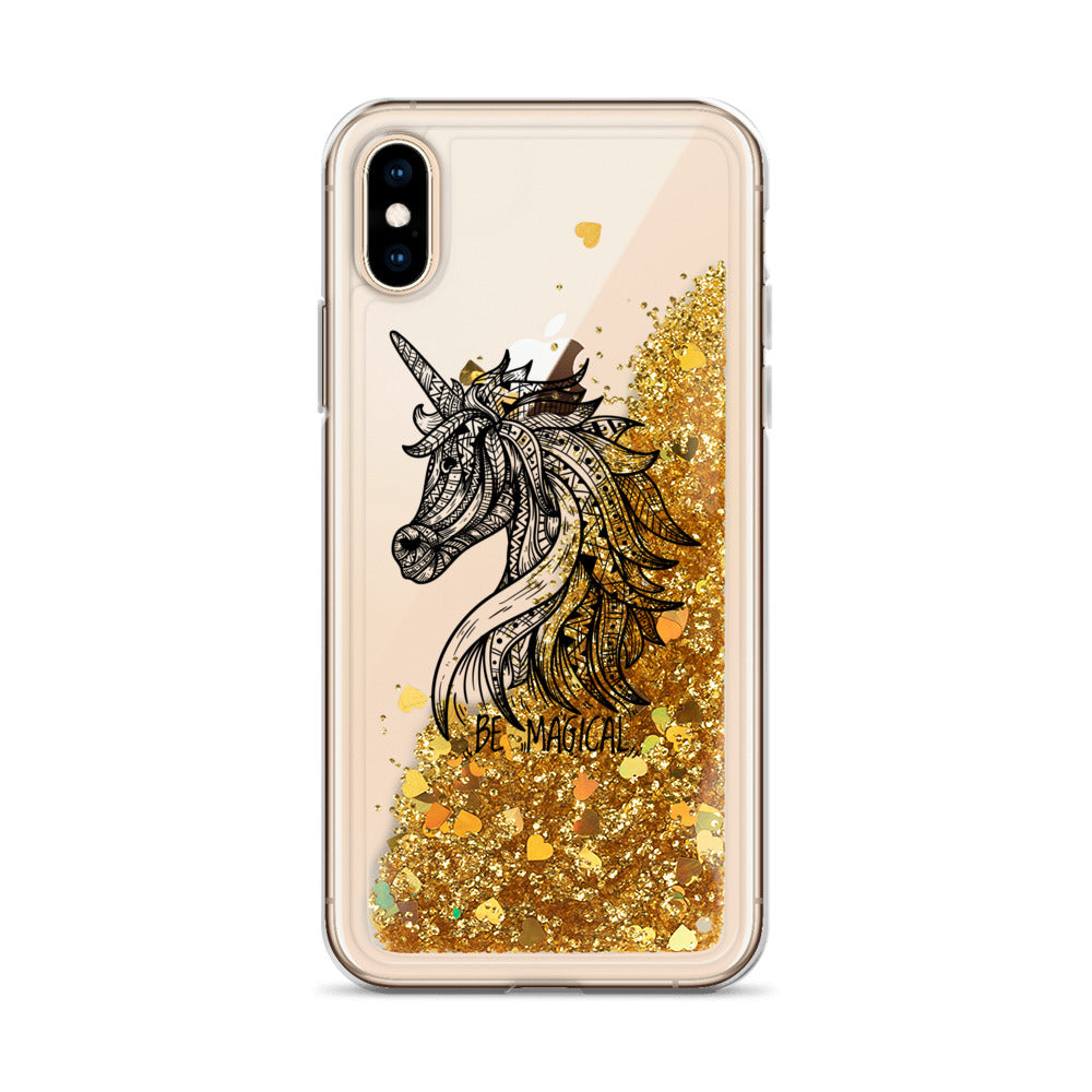 Unicorn Mandala Liquid Glitter Phone Case