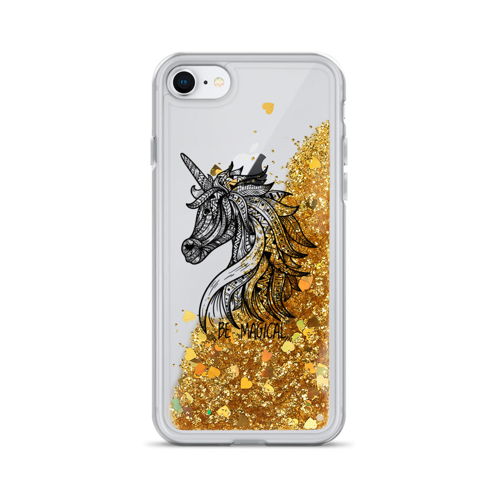 Unicorn Mandala Liquid Glitter Phone Case