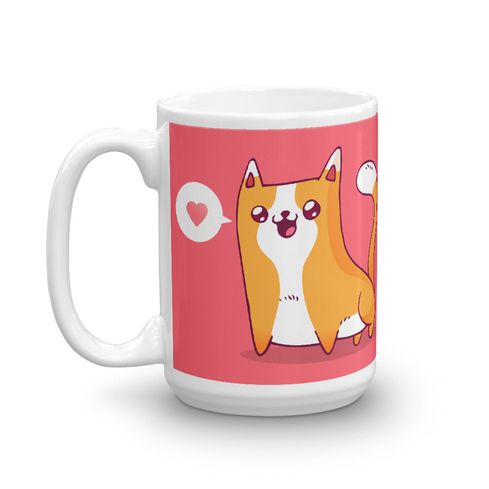 Cute Cartoon Cat White Glossy Mug